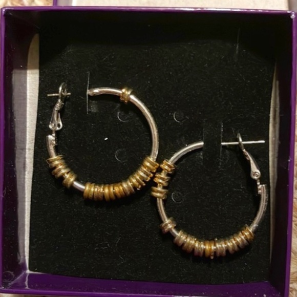 cherrydale Jewelry - Cherrydale Hoop earrings - silver tone hoops with gold tone NWT